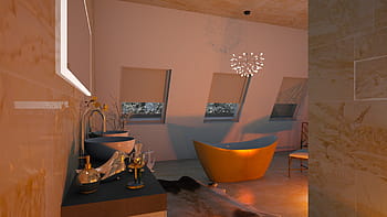 koupelna, interiér, luxus, design, architektura, keramický, dlaždice, lázeň, žula, kámen, zlatý