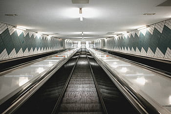 eskalátor metra, abstraktní, architektura, bahn, modrý, budova, podnikání, chrom, město, stoupání, design
