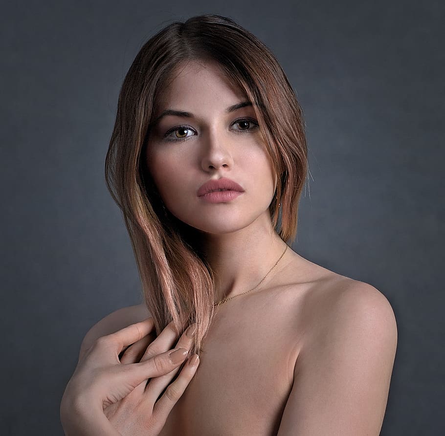 dívka, žena, krása, portrét, ruce, osoba, lidé, Krásná, tvář