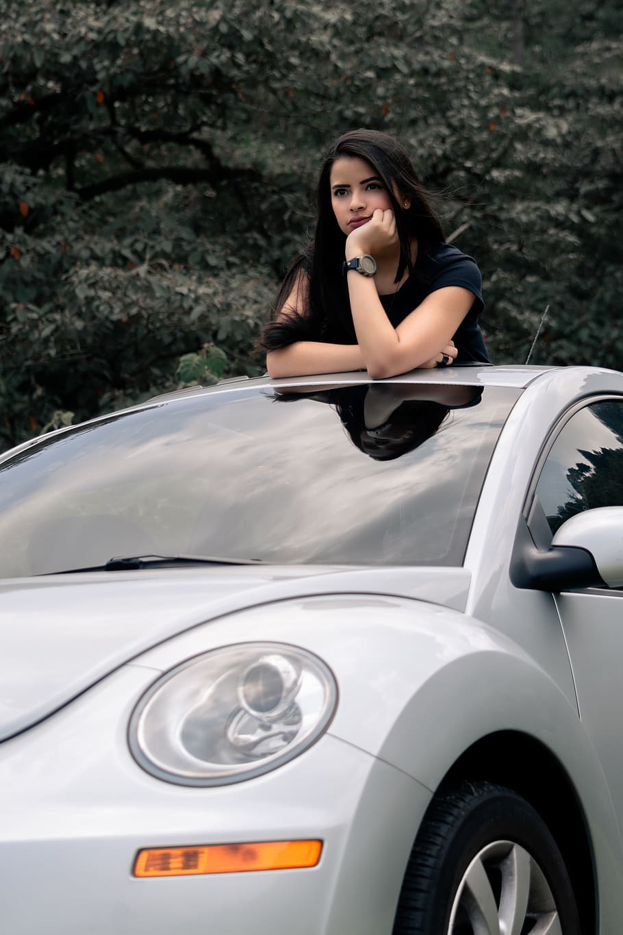 město, dívka, ženy, ženský, člověk, cestovat, portrét, ztracený, cestovatel, volks wagen, auto