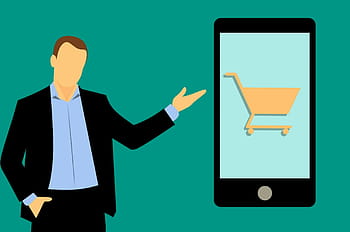 nakupování, online, komerce, mobilní, pohybliví, přístroj., chytrý telefon, nákupní košík, online obchod, internetový obchod, technologie, Překontrolovat