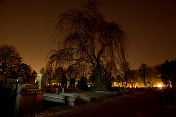 graveyard, gravestones, cemetery, tombstones, dark, night, scary, halloween