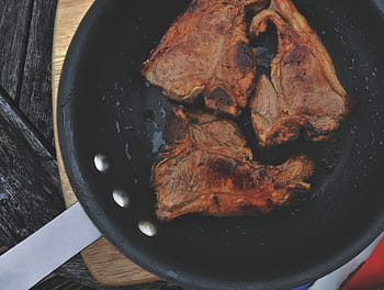 pork chops, cooking, frying, frying pan, meat, pan, pork, pork chop