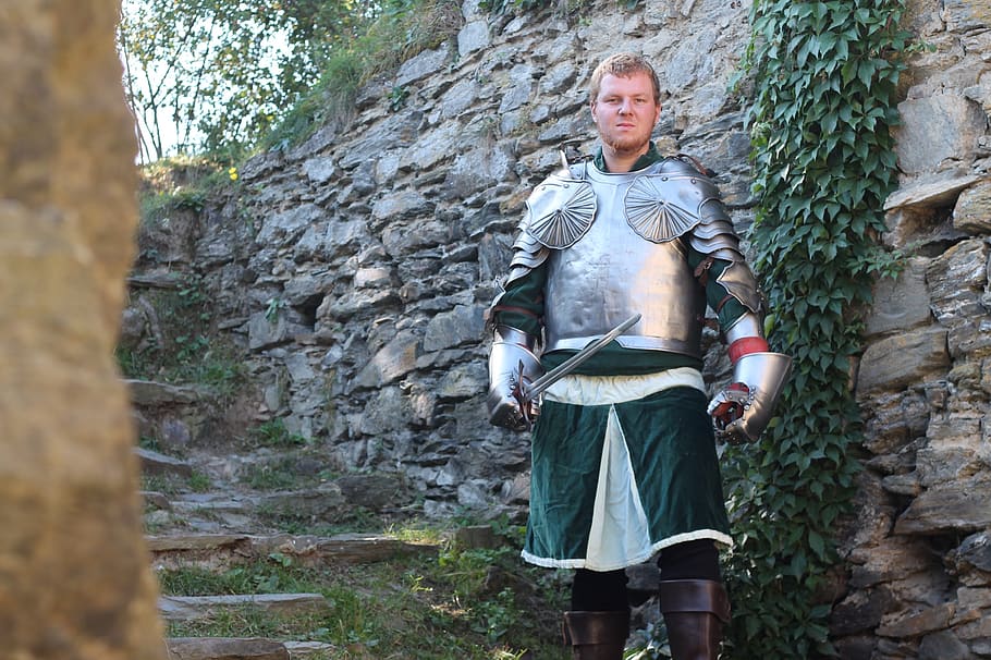 lovag, történelmi kerítés, középkorú, harc, kard, páncél, fegyverek, történelem, háború, jel, összecsapás
