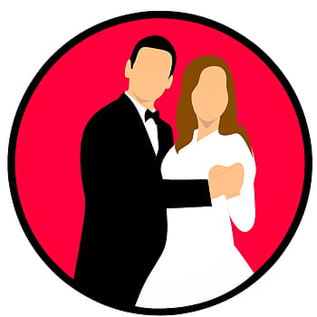 illustration, happy, couple, wedding., wedding, married, icon, bride, groom, heart, love