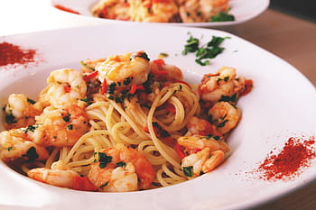 pasta og rejer, mad og drikke, rejer, fisk og skaldyr, reje