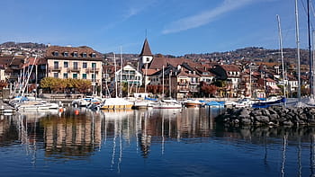 lake geneva, lutry, lake, leman, mountains, vaud, switzerland, port, water, montreux, mood
