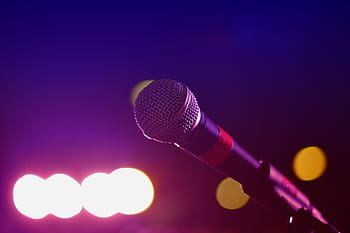 Zvuk, mikrofon, bokeh, Jasný, detail, karaoke, světla, mic, hudba