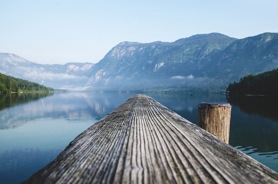 lake, slovenia, water, background, alps, nature, blue, sky, natural, reflection, travel