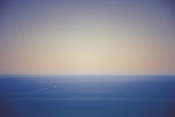 óceán, tenger, hajó, horizont, ég, napnyugta, szürkület, tájkép