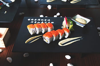sushi na břidlice, jídlo a pití, japonský, sushi