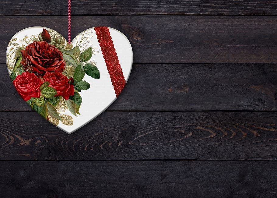 srdce, květiny, obrázek na pozadí, romantický, dřevo, milovat, kopie prostor, deco, ušlechtilý, digitální blahopřání, Valentýn