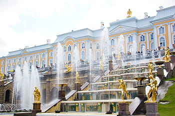 ピーターズバーグ、 セント、 ロシア、 聖人、 Peterhof、 Petergof、 夏、 壮大な、 セントピーターズバーグ、 庭園、 すばらしいです