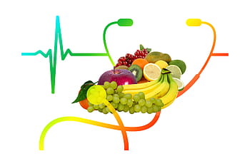 srdce, zdraví, puls, ovoce, výživa, vitamíny, banán, hrozny, jablko, oranžový, Tepová frekvence
