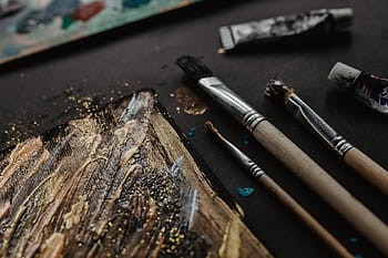 lukisan, kuas, lukisan akrilik, closeup, seni, cat, kanvas, pelukis, perlengkapan seni, artis