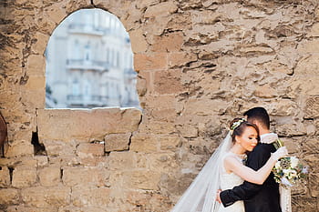 people, couple, bride, groom, guy, man, woman, girl, wedding, gown, dress