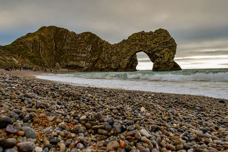durdle dveře, pláž, dorset, oceán, pobřeží, krajina, jurské pobřeží, Příroda, Skála, moře, záliv
