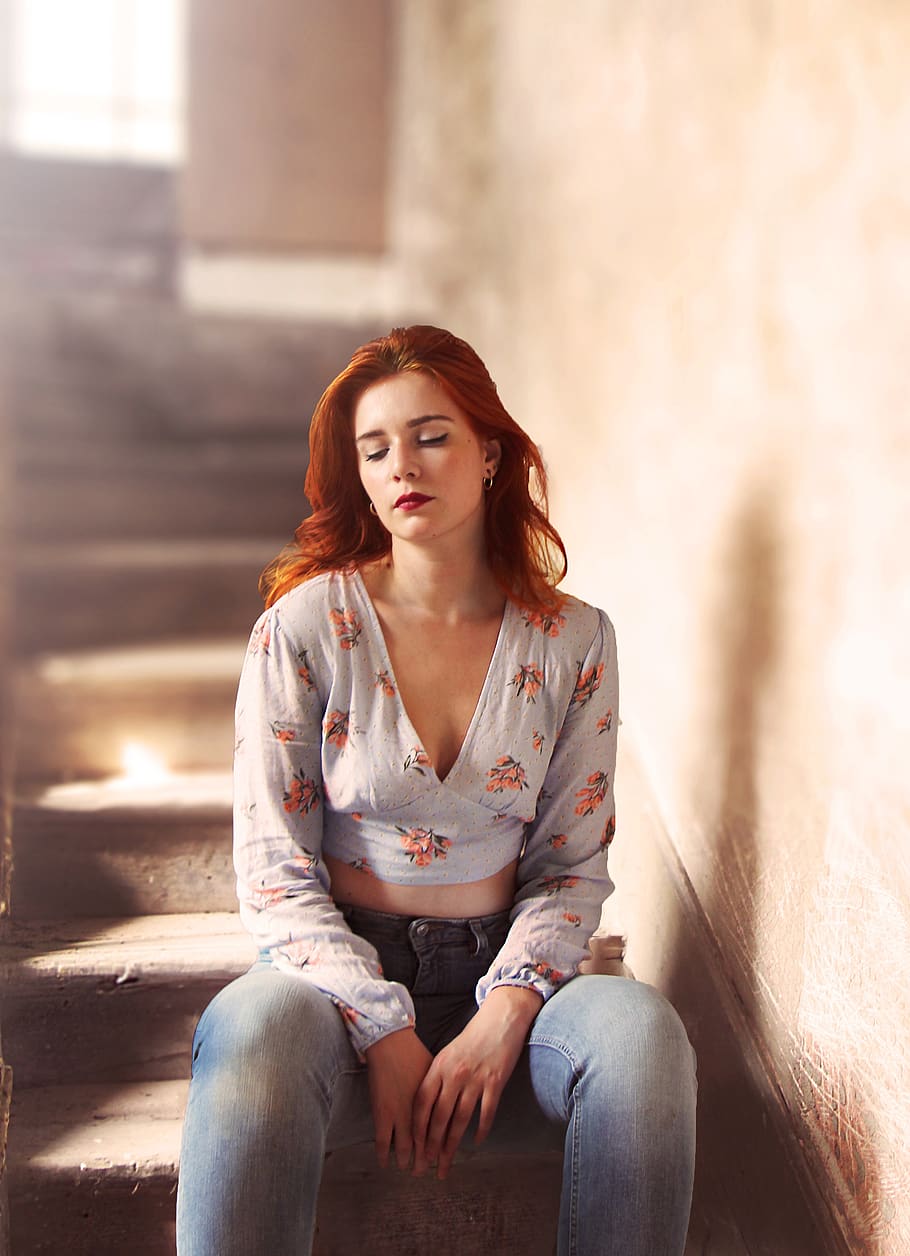 sadness, staircase, model, markets, urbex, abandoned places, woman, solitude