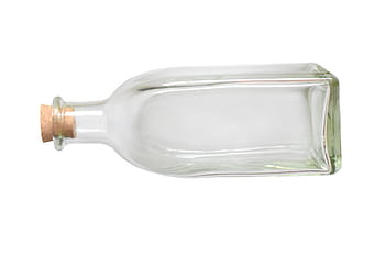 bottle, clear, glass, translucent, cork