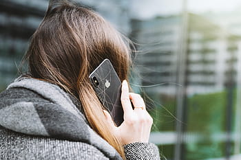 woman, talking, cell phone, back, view