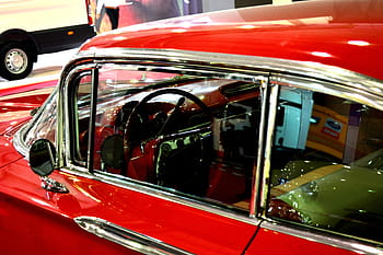 Červené, auto, vozidlo, parkoviště, ulice, provoz, město, lesklý, luxus, automobilového průmyslu