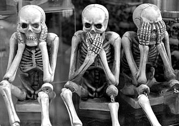 skeletons, funny, hear no evil, speak no evil, see no evil expression, halloween, skull, dead, white, happy, horror