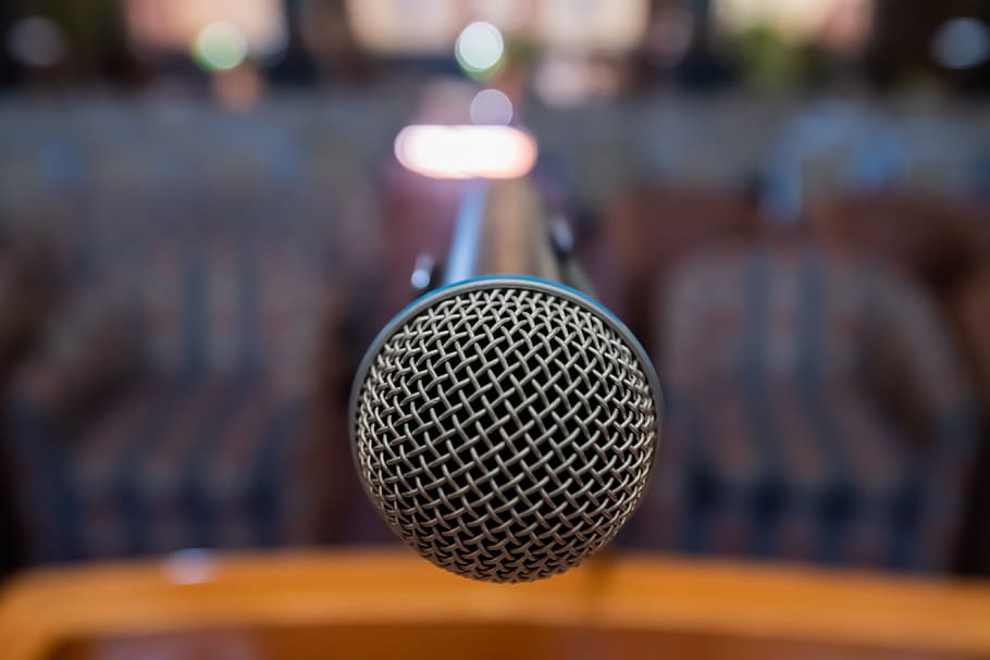 microphone, mic, conference, venue, music