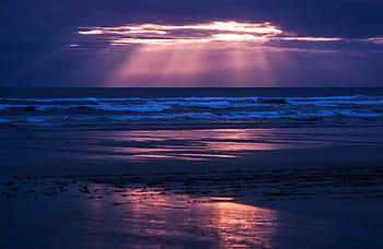 sunrays, beach, sunset, beautiful, cloud, clouds, coast, horizon, landscape, light, morning