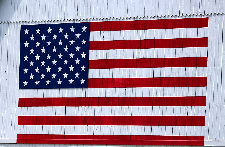 Amerika, vlajka, usa, americký, dom, pruhy, vlastenecký, červenec, Čtvrtý