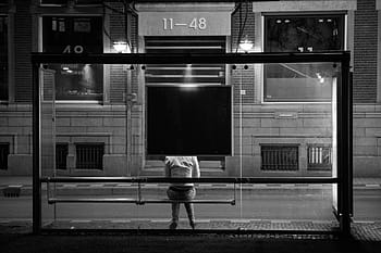 bus stop, transportation, street, building