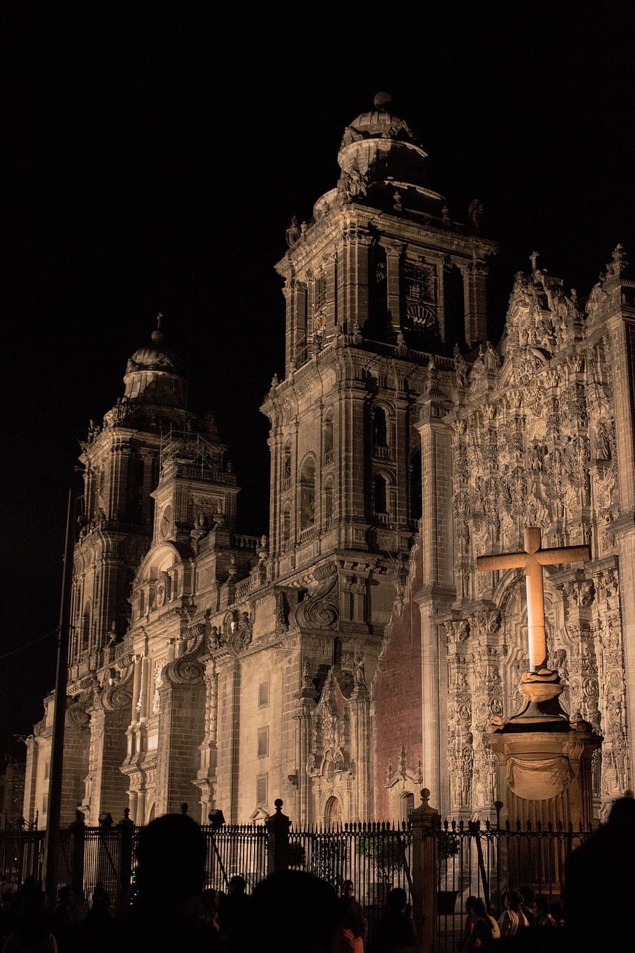 architektura, cestovat, město, venku, budova, náboženství, Mexico City, farní, zvonice, starý, katedrála