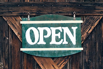 signage, open, sign, gate, wooden, wall