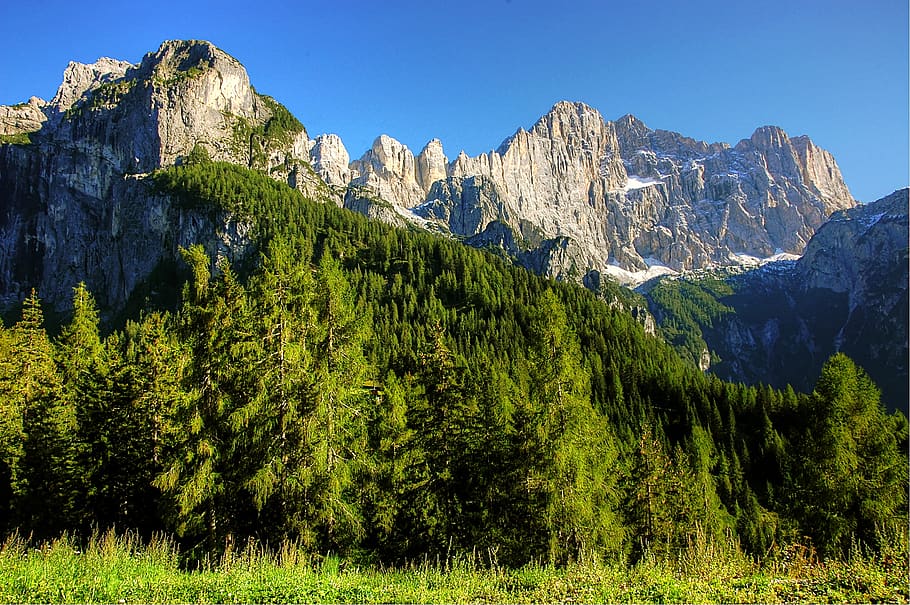 civetta, dolomites, mountain, alpine, italy, belluno, alleghe, nature, sunny, blue, bright
