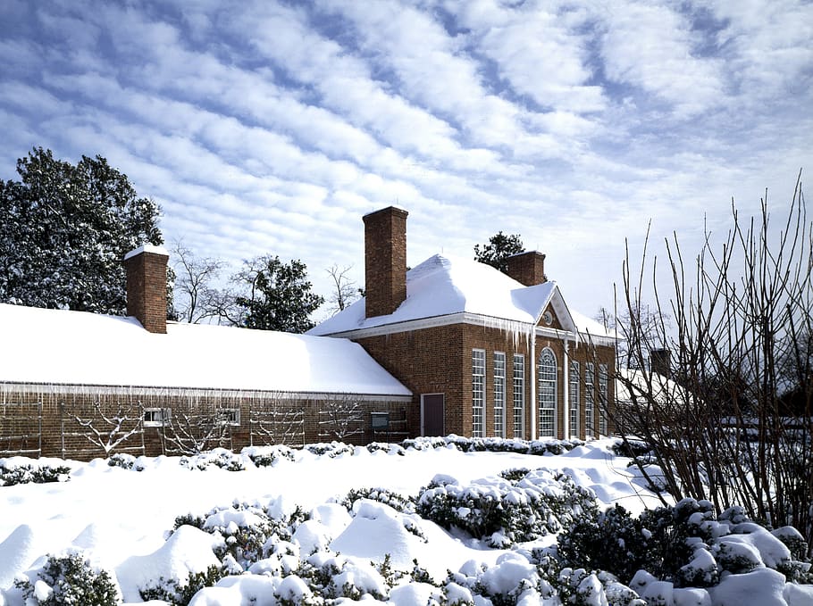 κήπος, σπίτι, χιόνι, χειμώνας, mount vernon, περιουσία, Γιώργος Ουάσιγκτον, Πρόεδρος, Σπίτι, τόπος κατοικίας, ιστορικός
