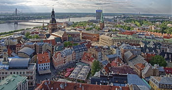 Λατβία, riga, daugava, ποτάμι, ιστορικό κέντρο, αρχιτεκτονική, πανόραμα, ουρανός, σύννεφα, βαλτικών κρατών