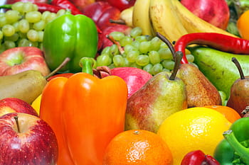 frukt, vegetabiliska, bakgrund, färgrik, utsökt, mat, färsk, hälsosam, orange, ljuv, vegetarian