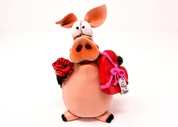anak babi, tokoh, babi beruntung, cinta, hari valentine, hati, kasih sayang, lucu, dekoratif, keberuntungan, semoga sukses