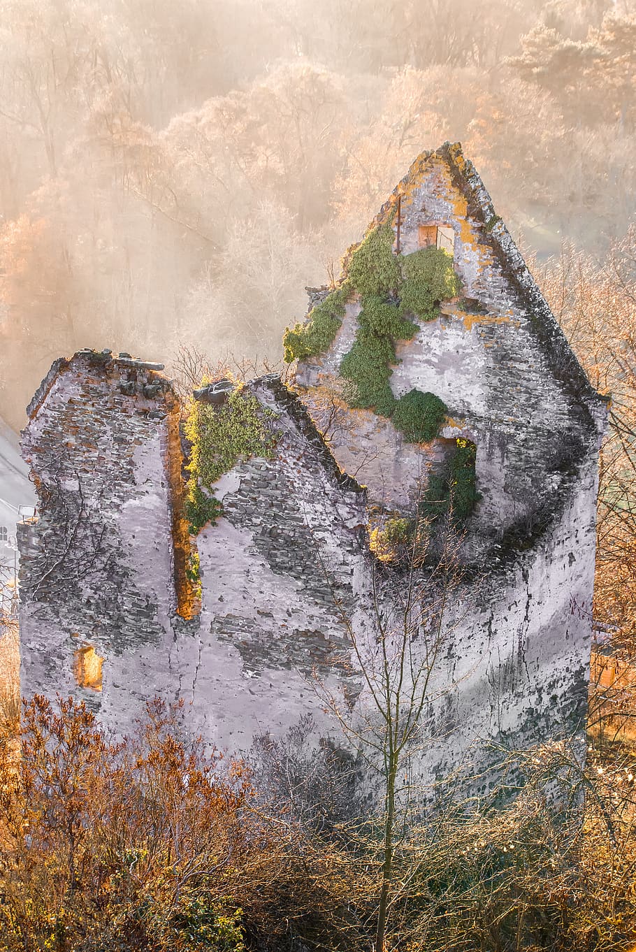 budova, Dům, historicky, architektura, starý, zničeny, opuštěný, fasáda, struktura, zdivo, propadl