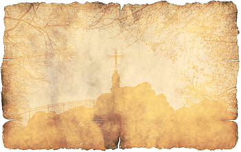 parchment, paper, tree, cross, faith, religion, hill, texture, old, background, stationery