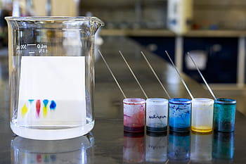 chemie, tenký, chromatografii na vrstvě, deska, solventní, Vzorky., TLC, vrstva, chromatografii, laboratoř, sklenka