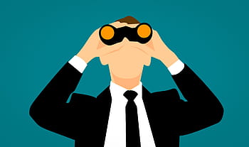 Illustration, Geschäftsmann, suchen, Fernglas., beobachten, Überwachung, Spion, Suche, Job, Sicherheit, Geschäft