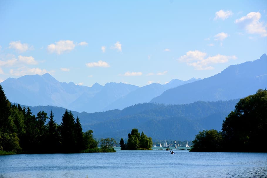 lake, mountains, alpine, bavaria, allgäu, landscape, nature, water, sky, reflection, bergsee