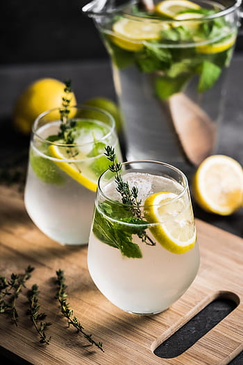 domácí citrónové nápoje, napít se, pití, čerstvý, zdravý, led, kuchyně, citrón, limonáda, limety, máta