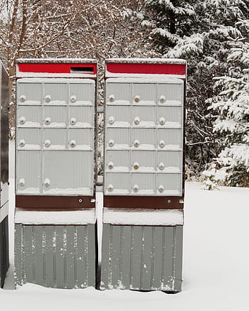 community mail boxes, winter., mailbox, mail, box, canadian, canada, communicate, communication, envelope, everyday
