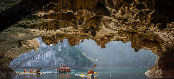 vietnam, bat cave, kayak, tourism, landscape, halong bay