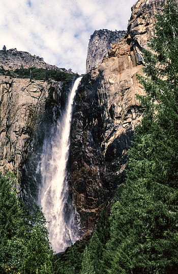 yosemitu, padá, vinobraní, fotografie, Amerika, modrý, Kalifornie, mraky, podzim, zelená, krajina