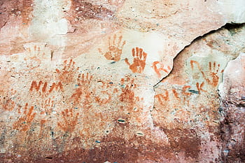 hands, print, paint, wall, vandal, stone, rock