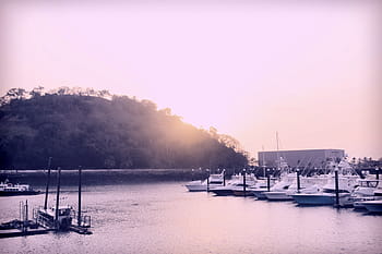 Panama, západ slunce, lodí, marina, přístav, voda