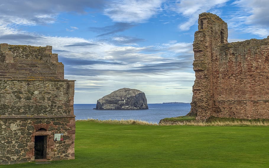 hrad tantallon, basová skála, zřícenina, pobřeží, hrad, moře, pevnost, východní pobřeží, Severní moře, Skotsko, Skála