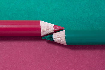 colored pencil, complementary, red, green, writing implement, character device, colorful, color, mine, lacquered, wood